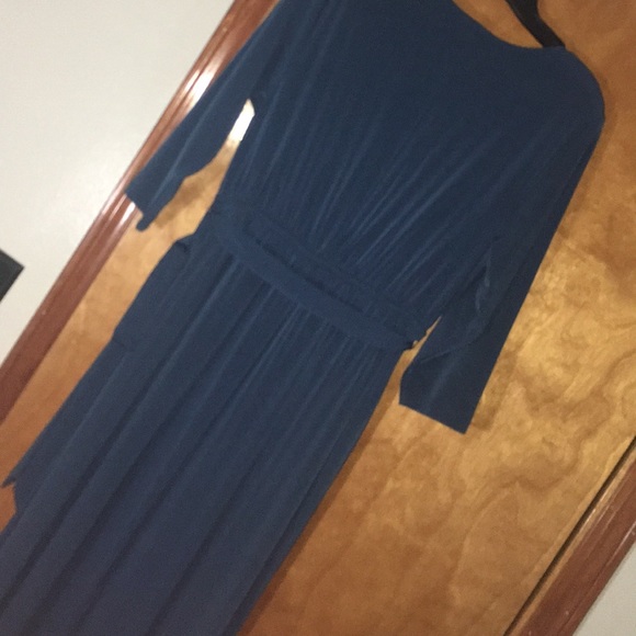 10/12P Quarter Sleeve Teal Sleeve Faux-Wrap Dress - Picture 9 of 13